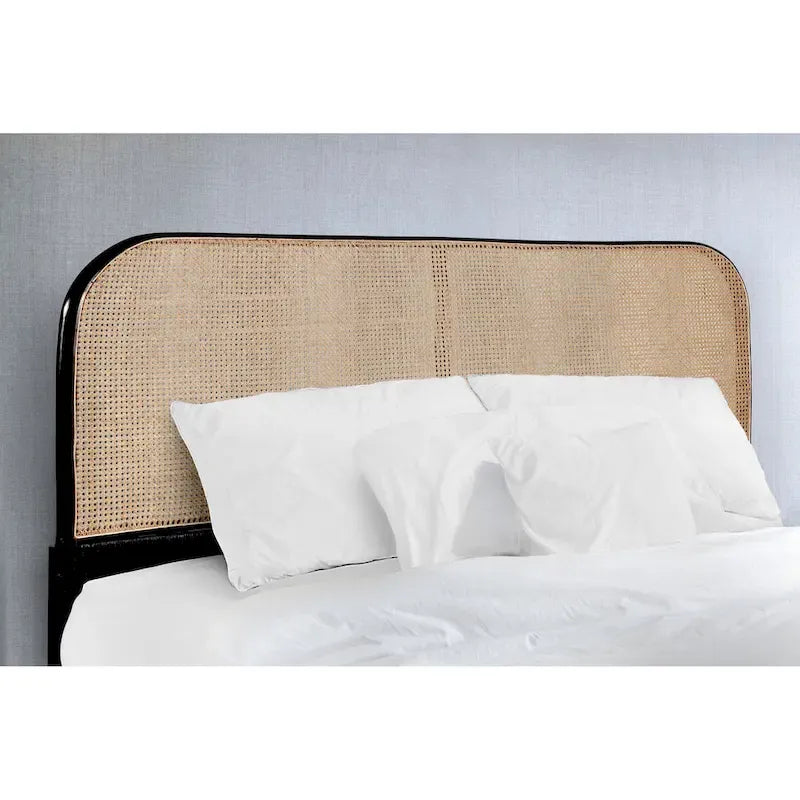 Natural Cane & Teak Curved Headboard, Queen/King, Sleeps 2