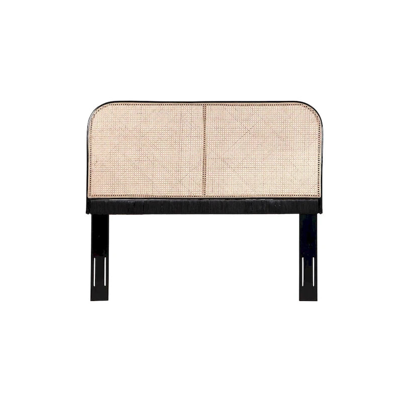 Natural Cane & Teak Curved Headboard, Queen/King, Sleeps 2