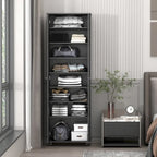 Black / White Double-Door Wardrobe & Shoe Cabinet with Caster Wheels – Single
