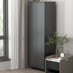 Black / White Double-Door Wardrobe & Shoe Cabinet with Caster Wheels – Single