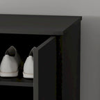Black / White Double-Door Wardrobe & Shoe Cabinet with Caster Wheels – Single