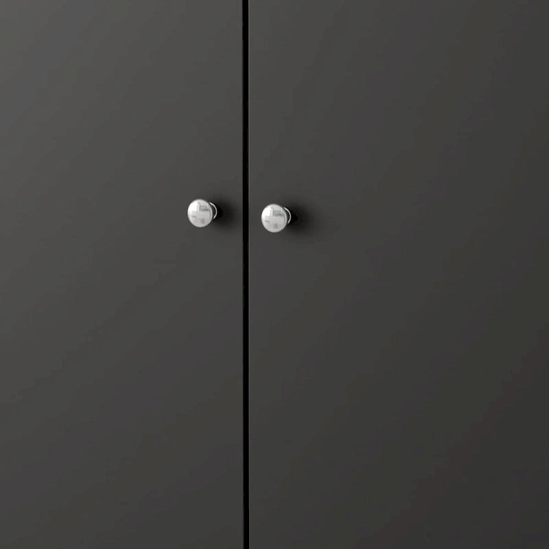 Black / White Double-Door Wardrobe & Shoe Cabinet with Caster Wheels – Single