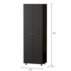 Black / White Double-Door Wardrobe & Shoe Cabinet with Caster Wheels – Single