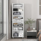 Black / White Double-Door Wardrobe & Shoe Cabinet with Caster Wheels – Single