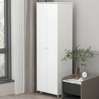 Black / White Double-Door Wardrobe & Shoe Cabinet with Caster Wheels – Single