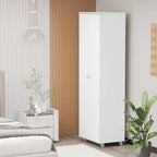 Black / White Double-Door Wardrobe & Shoe Cabinet with Caster Wheels – Single