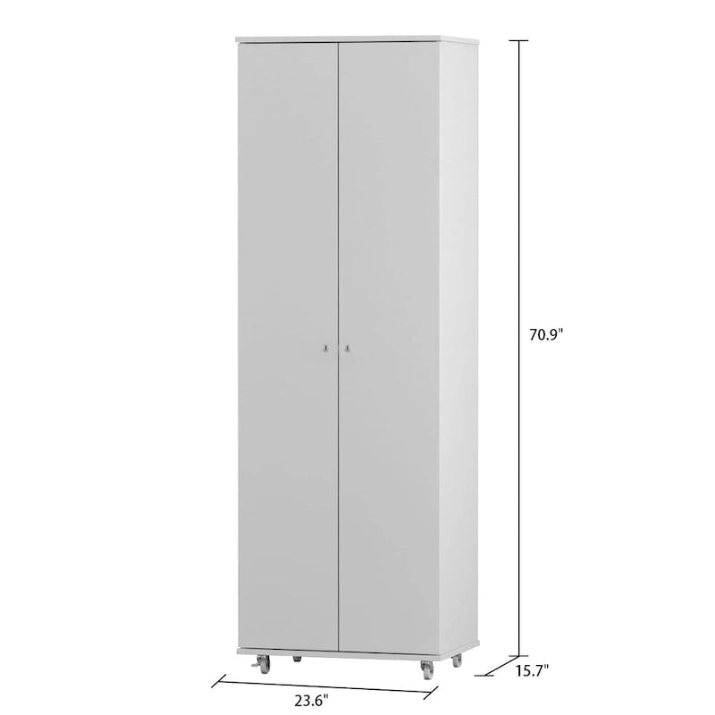 Black / White Double-Door Wardrobe & Shoe Cabinet with Caster Wheels – Single