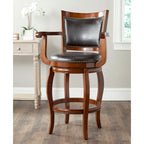 Black/Sierra/Walnut/Espresso 29" Swivel PU Leather Bar Stool, Nailhead Trim, Single