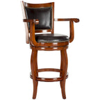 Black/Sierra/Walnut/Espresso 29" Swivel PU Leather Bar Stool, Nailhead Trim, Single