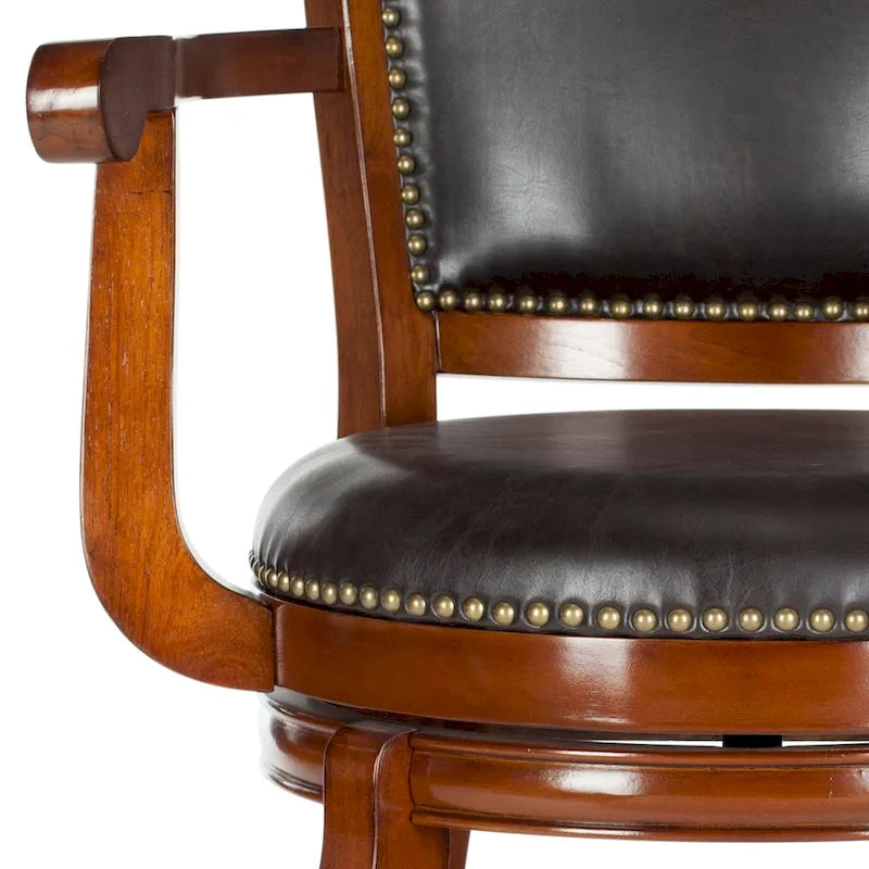 Black/Sierra/Walnut/Espresso 29" Swivel PU Leather Bar Stool, Nailhead Trim, Single
