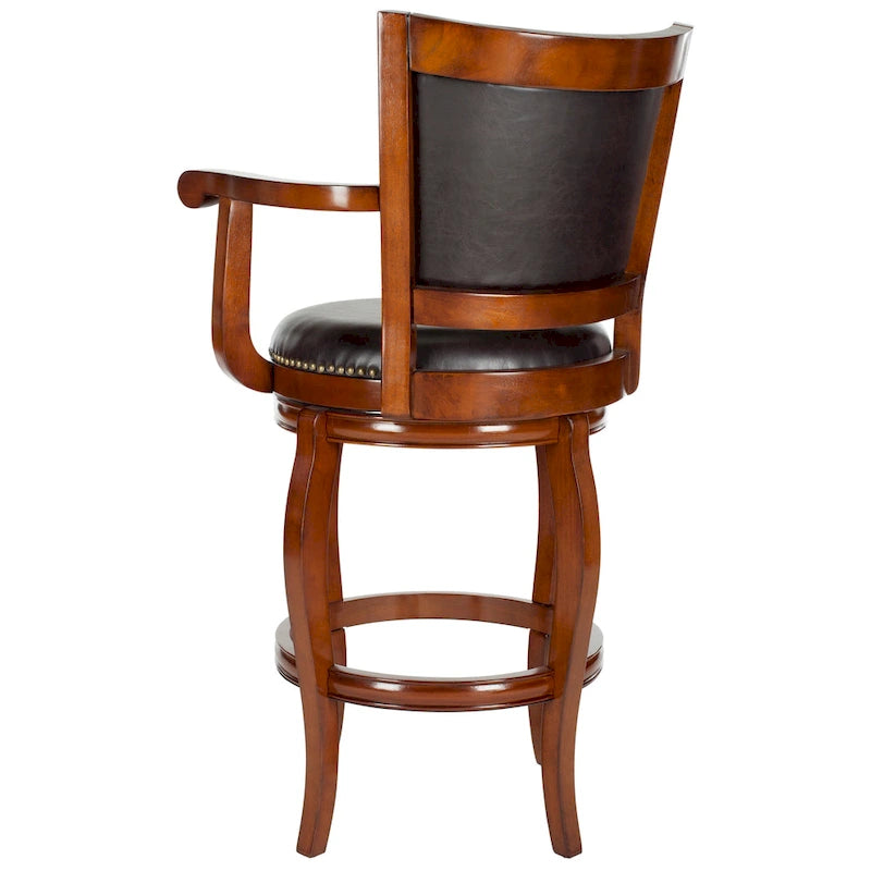 Black/Sierra/Walnut/Espresso 29" Swivel PU Leather Bar Stool, Nailhead Trim, Single