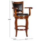 Black/Sierra/Walnut/Espresso 29" Swivel PU Leather Bar Stool, Nailhead Trim, Single