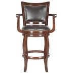 Black/Sierra/Walnut/Espresso 29" Swivel PU Leather Bar Stool, Nailhead Trim, Single