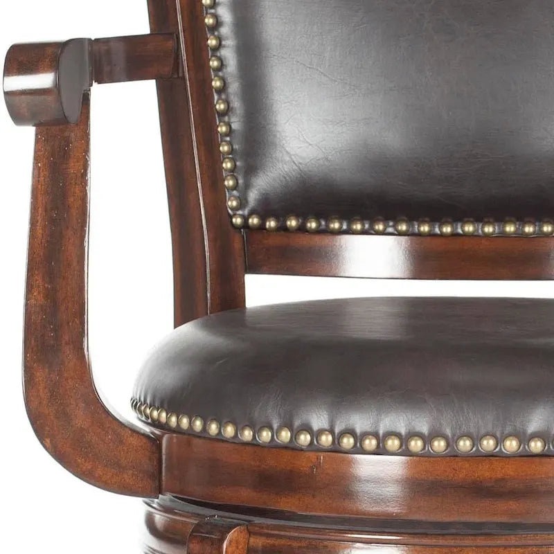 Black/Sierra/Walnut/Espresso 29" Swivel PU Leather Bar Stool, Nailhead Trim, Single
