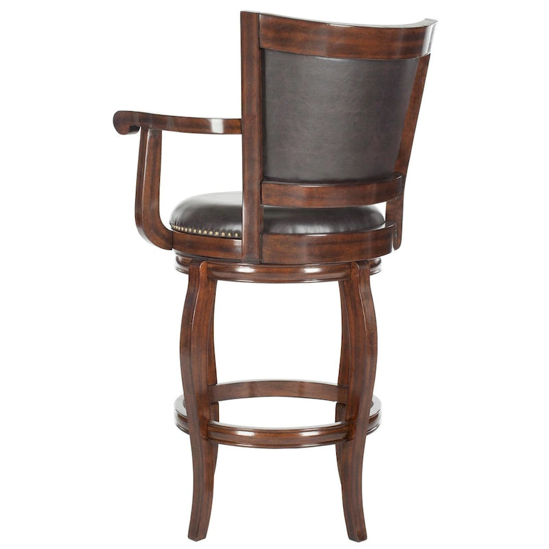 Black/Sierra/Walnut/Espresso 29" Swivel PU Leather Bar Stool, Nailhead Trim, Single