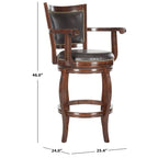 Black/Sierra/Walnut/Espresso 29" Swivel PU Leather Bar Stool, Nailhead Trim, Single