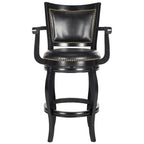 Black/Sierra/Walnut/Espresso 29" Swivel PU Leather Bar Stool, Nailhead Trim, Single