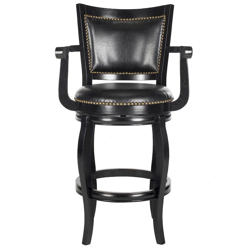 Black/Sierra/Walnut/Espresso 29" Swivel PU Leather Bar Stool, Nailhead Trim, Single