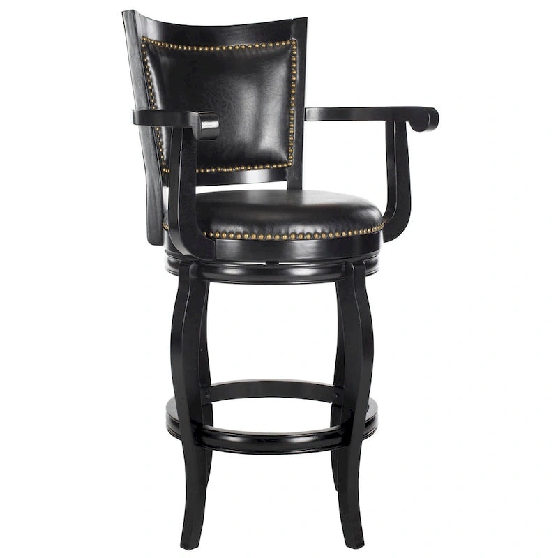 Black/Sierra/Walnut/Espresso 29" Swivel PU Leather Bar Stool, Nailhead Trim, Single