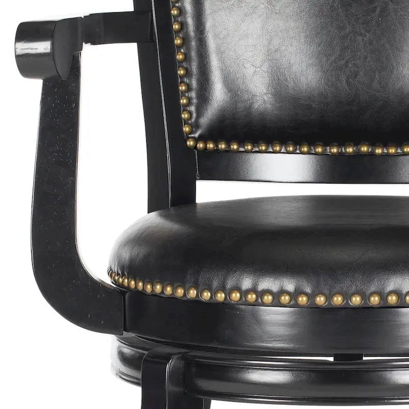 Black/Sierra/Walnut/Espresso 29" Swivel PU Leather Bar Stool, Nailhead Trim, Single