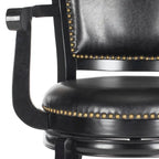 Black/Sierra/Walnut/Espresso 29" Swivel PU Leather Bar Stool, Nailhead Trim, Single