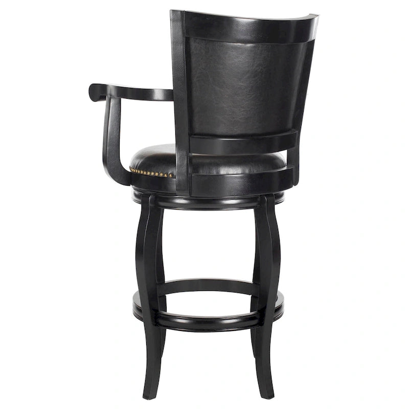 Black/Sierra/Walnut/Espresso 29" Swivel PU Leather Bar Stool, Nailhead Trim, Single