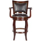 Black/Sierra/Walnut/Espresso 29" Swivel PU Leather Bar Stool, Nailhead Trim, Single