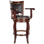 Black/Sierra/Walnut/Espresso 29" Swivel PU Leather Bar Stool, Nailhead Trim, Single