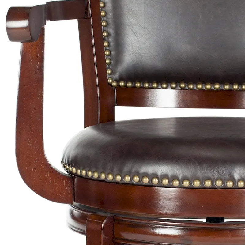 Black/Sierra/Walnut/Espresso 29" Swivel PU Leather Bar Stool, Nailhead Trim, Single