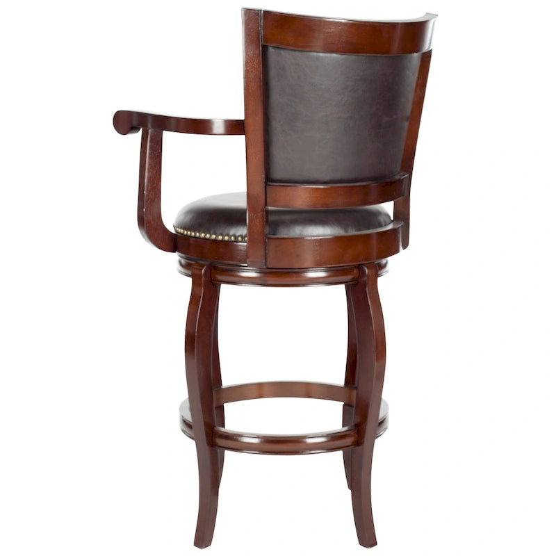 Black/Sierra/Walnut/Espresso 29" Swivel PU Leather Bar Stool, Nailhead Trim, Single
