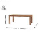 Brown Rectangular Dining Table, Square Legs, Seats 6