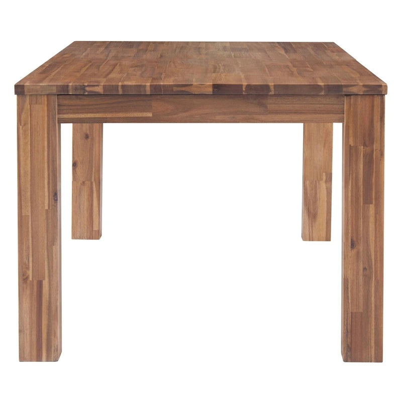 Brown Rectangular Dining Table, Square Legs, Seats 6