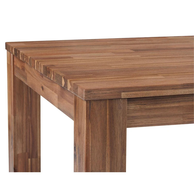Brown Rectangular Dining Table, Square Legs, Seats 6