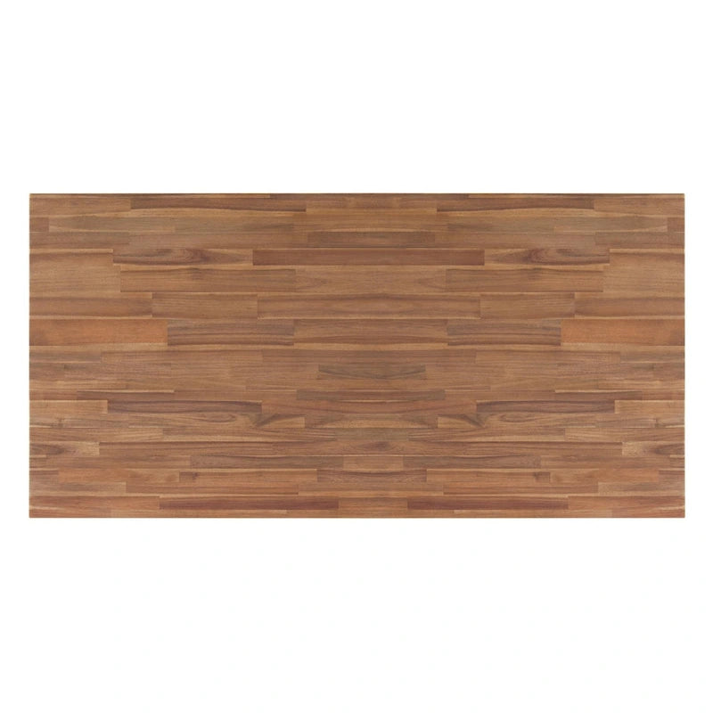 Brown Rectangular Dining Table, Square Legs, Seats 6