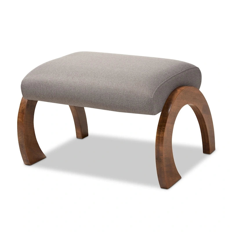Grey / Beige Fabric Ottoman, Contemporary Style, Single Seat