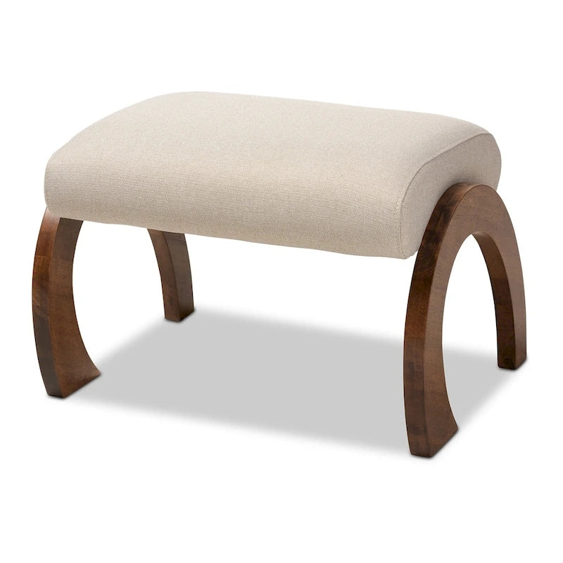Grey / Beige Fabric Ottoman, Contemporary Style, Single Seat