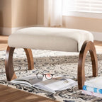 Grey / Beige Fabric Ottoman, Contemporary Style, Single Seat