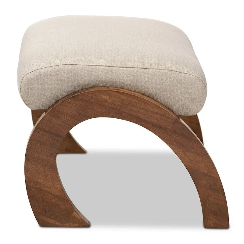 Grey / Beige Fabric Ottoman, Contemporary Style, Single Seat