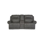 Grey Fabric Dual Reclining Loveseat with Console – 2-Seater