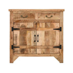 Brown Rustic Storage Cabinet Console, 2-Drawer & 2-Door, Single