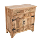 Brown Rustic Storage Cabinet Console, 2-Drawer & 2-Door, Single