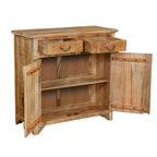 Brown Rustic Storage Cabinet Console, 2-Drawer & 2-Door, Single