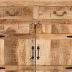 Brown Rustic Storage Cabinet Console, 2-Drawer & 2-Door, Single