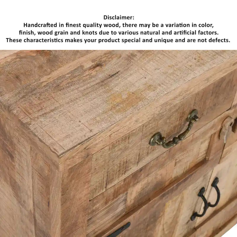 Brown Rustic Storage Cabinet Console, 2-Drawer & 2-Door, Single