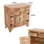 Brown Rustic Storage Cabinet Console, 2-Drawer & 2-Door, Single