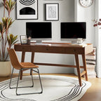 Acorn / Walnut 60" Mid-Century Modern Office Desk, 3 Drawers, Single
