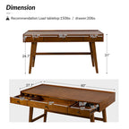 Acorn / Walnut 60" Mid-Century Modern Office Desk, 3 Drawers, Single