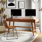 Acorn / Walnut 60" Mid-Century Modern Office Desk, 3 Drawers, Single