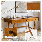 Acorn / Walnut 60" Mid-Century Modern Office Desk, 3 Drawers, Single
