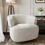 Beige / Grey Swivel Barrel Accent Chair, Single Seat